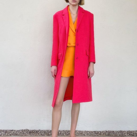 Zara Jackets & Blazers - Zara coat  TAILORED  COAT FUCHSIA 100 % cotton L